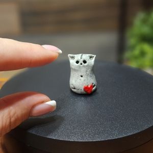 Charming Ceramic Cat Figurine, Sculpture, Cat Pottery Figurine, Ceramic Cat Art